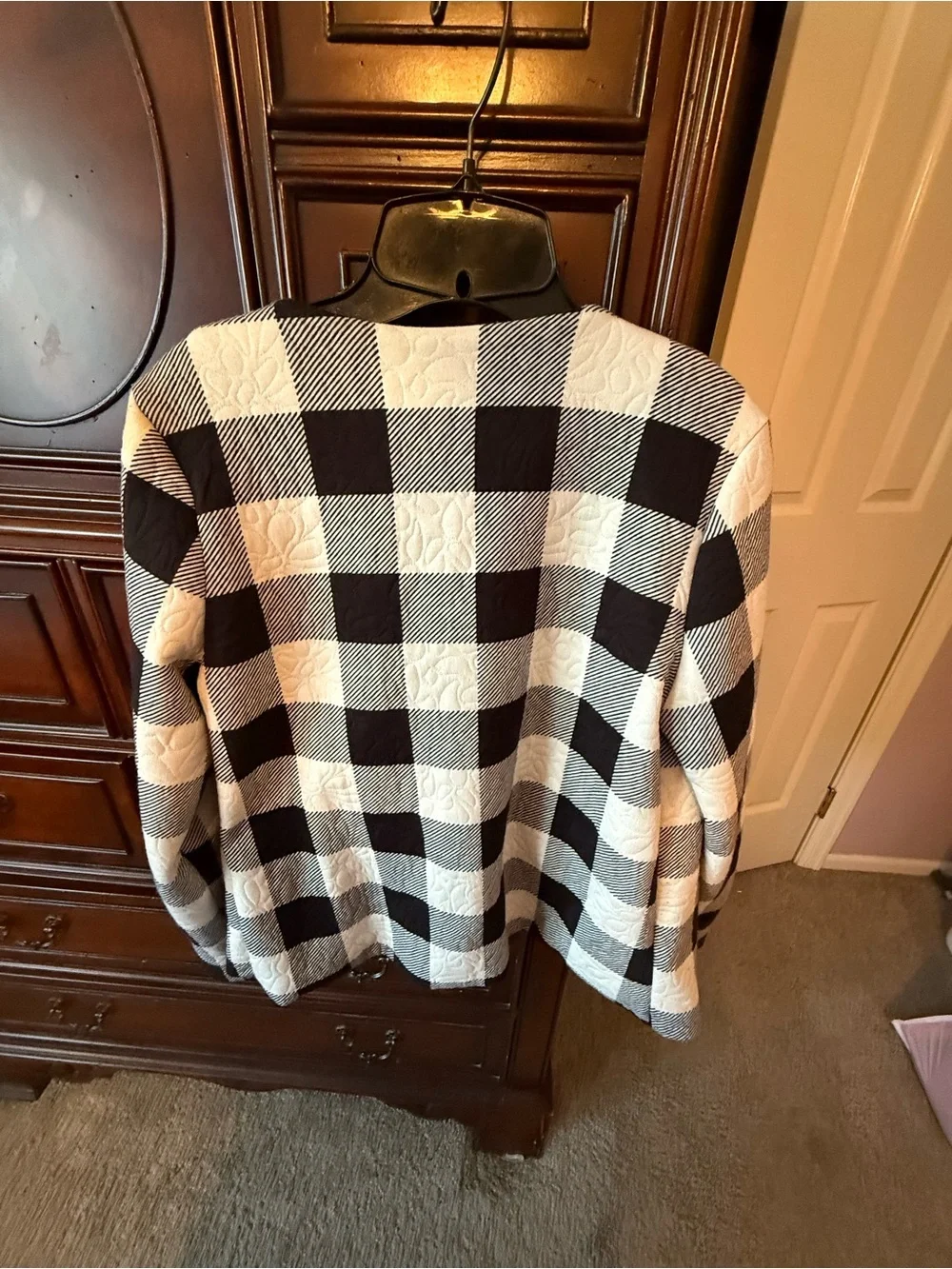 Bobeau Black & White Striped Quilted Short Jacket Size Med